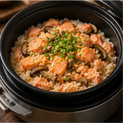 电饭煲三文鱼炊饭